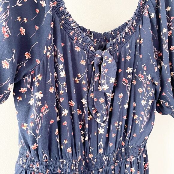 Gal Meets Glam Navy Wild Flower Print Wide Leg Pull On Cropped Jumpsuit 4 - Picture 8 of 15